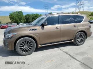 2016 Infiniti QX80 z VIN JN8AZ2NE1G9121060, wystawiony jako Copart lot #63495725 z przebiegiem 194 729 mil mil oraz Szkoda całkowita • Salvage title. Historia ofert i sprzedaży dostępna na DreamBid. Obrazek 1.