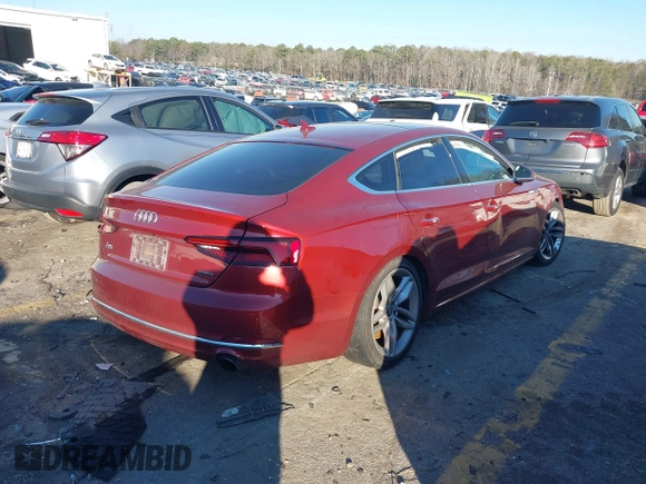 2019 Audi A5 Sportback Premium with VIN WAUANCF57KA054688, listed as a IAAI auction lot 41227350 with 1 mi miles. Bid and sale history available at carsss.com. Image 4.