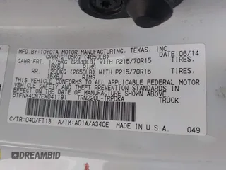 2014 Toyota Tacoma with VIN 5TFNX4CN7EX041191, listed as a IAAI auction lot 42141570 with 227,969 mi miles and . Bid and sale history available at DreamBid. Image 9.