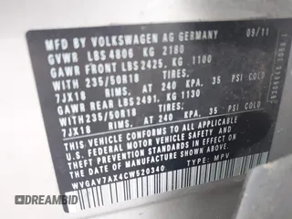 2012 Volkswagen Tiguan SE z VIN WVGAV7AX4CW520340, wystawiony jako IAAI lot #42294414 z przebiegiem 120 009 mil mil oraz . Historia ofert i sprzedaży dostępna na DreamBid. Obrazek 9.
