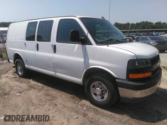 2021 Chevrolet Express Cargo with VIN 1GCWGAFP1M1244868, listed as a IAAI auction lot 42578406 with 62,764 mi miles and . Bid and sale history available at DreamBid. Image 1.