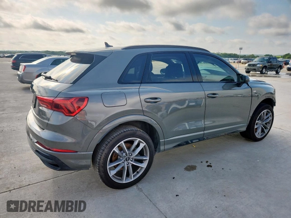 2024 Audi Q3 S line Premium Plus with VIN WA1EECF33R1047616, listed as a Copart auction lot 60154045 with 12,626 mi miles and Salvage title. Bid and sale history available at DreamBid. Image 3.