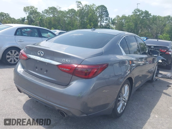 2020 Infiniti Q50 Pure with VIN JN1EV7APXLM208317, listed as a IAAI auction lot 39446112 with 34,846 mi miles and . Bid and sale history available at carsss.com. Image 4.