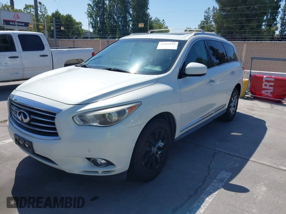 2013 Infiniti JX35 z VIN 5N1AL0MM3DC305128, wystawiony jako IAAI lot #42427531 z przebiegiem 230 289 mil mil oraz . Historia ofert i sprzedaży dostępna na DreamBid. Obrazek 2.