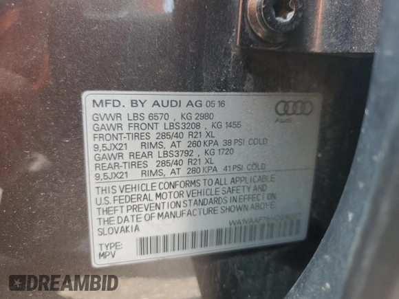 2017 Audi Q7 Prestige с VIN WA1VAAF75HD018327, выставлен на аукционе Copart как лот 59306945 с пробегом 168 925 миль миль и Чистый • Clean title. История ставок и продаж доступна на DreamBid. Изображение 13.