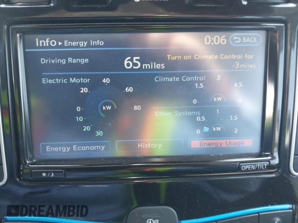 2013 Nissan LEAF SL with VIN 1N4AZ0CP3DC403872, listed as a IAAI auction lot 41669356 with 65,955 mi miles. Bid and sale history available at carsss.com. Image 14.