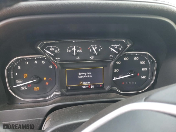 2021 GMC Sierra 1500 SLE with VIN 1GTR9BEK1MZ193022, listed as a Copart auction lot 69951164 with 75,839 mi miles and Salvage Title. Bid and sale history available at carsss.com. Image 9.