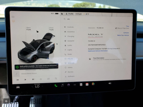2022 Tesla Model Y Performance with VIN 7SAYGDEFXNF521502, listed as a Copart auction lot 56132745 with 73,339 mi miles and Salvage title. Bid and sale history available at DreamBid. Image 9.