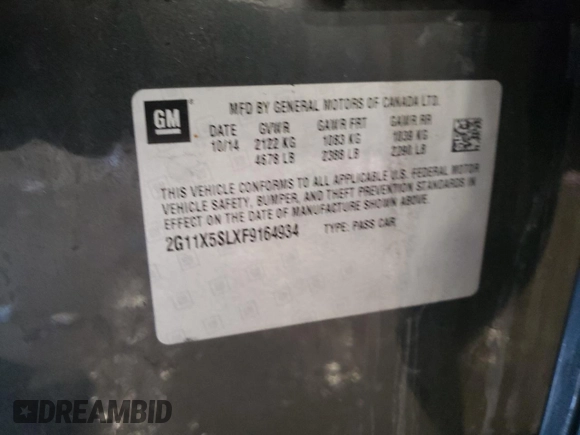 2015 Chevrolet Impala LS with VIN 2G11X5SLXF9164934, listed as a Copart auction lot 47576725 with 156,758 mi miles and Non Repairable. Bid and sale history available at DreamBid. Image 12.