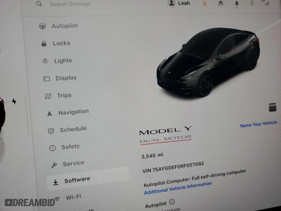 2024 Tesla Model Y Performance with VIN 7SAYGDEF0RF057092, listed as a Copart auction lot 86818974 with NaN miles and Salvage Title. Bid and sale history available at carsss.com. Image 9.