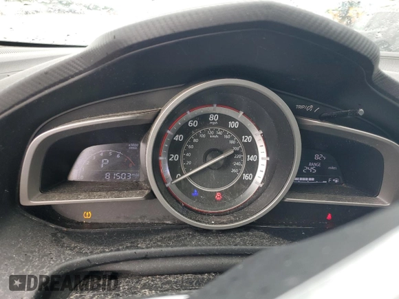 2015 Mazda 3 i Grand Touring with VIN JM1BM1M77F1242152, listed as a Copart auction lot 58266045 with 81,503 mi miles and Salvage title. Bid and sale history available at DreamBid. Image 9.
