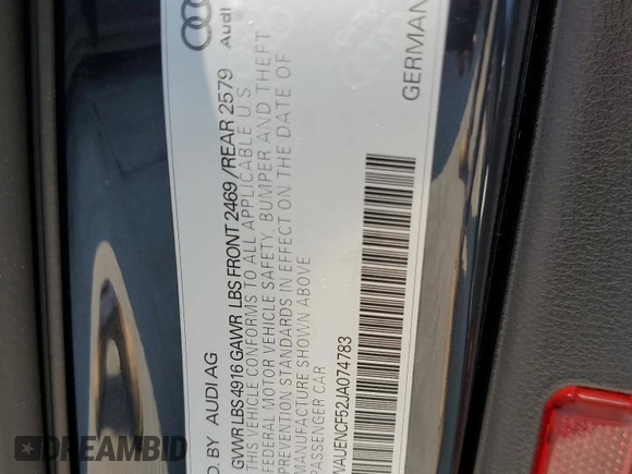 2018 Audi A5 Sportback Premium Plus with VIN WAUENCF52JA074783, listed as a Copart auction lot 56463113 with 60,488 mi miles. Bid and sale history available at carsss.com. Image 12.