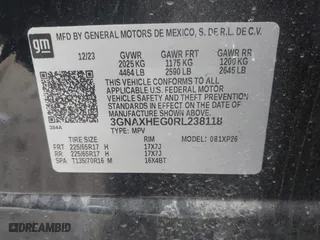 2024 Chevrolet Equinox LS with VIN 3GNAXHEG0RL238118, listed as a IAAI auction lot 41711789 with 16,568 mi miles. Bid and sale history available at carsss.com. Image 9.