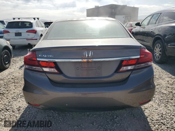 2013 Honda Civic LX with VIN 2HGFB2F57DH582216, listed as a Copart auction lot 61100525 with 165,292 mi miles and Salvage title. Bid and sale history available at DreamBid. Image 6.