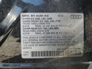 2023 Audi Q5 Sportback S line Premium Plus with VIN WA15AAFYXP2108382, listed as a Copart auction lot 70910494 with 25,081 mi miles and Salvage Title. Bid and sale history available at carsss.com. Image 13.