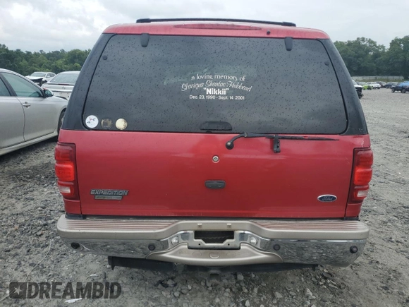 2002 Ford Expedition XLT with VIN 1FMEU17L02LA79716, listed as a Copart auction lot 57635465 with 230,298 mi miles and Salvage title. Bid and sale history available at DreamBid. Image 6.