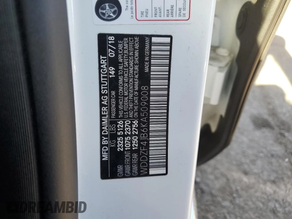 2019 Mercedes-Benz E-Class E 300 with VIN WDDZF4JB6KA509008, listed as a Copart auction lot 47536104 with 34,402 mi miles and Salvage Title. Bid and sale history available at carsss.com. Image 16.
