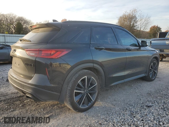 2023 Infiniti QX50 Sport with VIN 3PCAJ5FB4PF118796, listed as a Copart auction lot 82210594 with 25,472 mi miles and Salvage Title. Bid and sale history available at DreamBid. Image 3.
