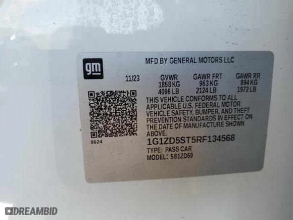 2024 Chevrolet Malibu LT with VIN 1G1ZD5ST5RF134568, listed as a Copart auction lot 47138455 with 18,732 mi miles and Salvage Title. Bid and sale history available at carsss.com. Image 12.