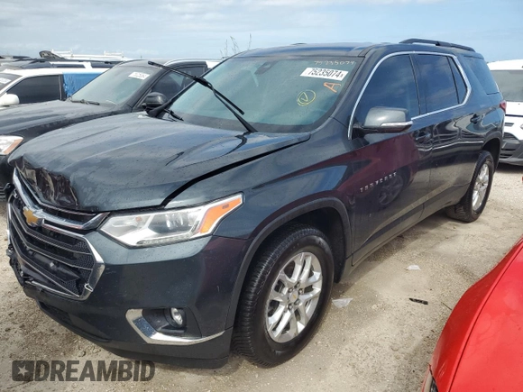 2021 Chevrolet Traverse LT Cloth with VIN 1GNEVGKW7MJ112612, listed as a Copart auction lot 75235074 with 58,744 mi miles and Salvage Title. Bid and sale history available at carsss.com. Image 1.