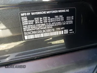2020 BMW X5 xDrive40i with VIN 5UXCR6C05L9C58078, listed as a Copart auction lot 58996372 with 30,714 mi miles. Bid and sale history available at carsss.com. Image 10.