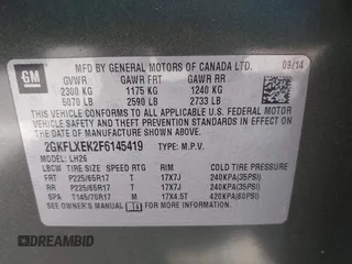 2015 GMC Terrain SLT with VIN 2GKFLXEK2F6145419, listed as a IAAI auction lot 41990579 with 125,745 mi miles and . Bid and sale history available at carsss.com. Image 9.