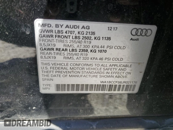 2018 Audi Q3 Premium with VIN WA1BCCFS6JR021176, listed as a Copart auction lot 48866295 with 93,245 mi miles and Clean Title. Bid and sale history available at carsss.com. Image 13.