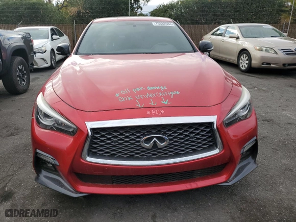 2018 Infiniti Q50 RED SPORT 400 with VIN JN1FV7AR6JM481502, listed as a Copart auction lot 79382084 with 74,095 mi miles and Salvage Title. Bid and sale history available at carsss.com. Image 5.