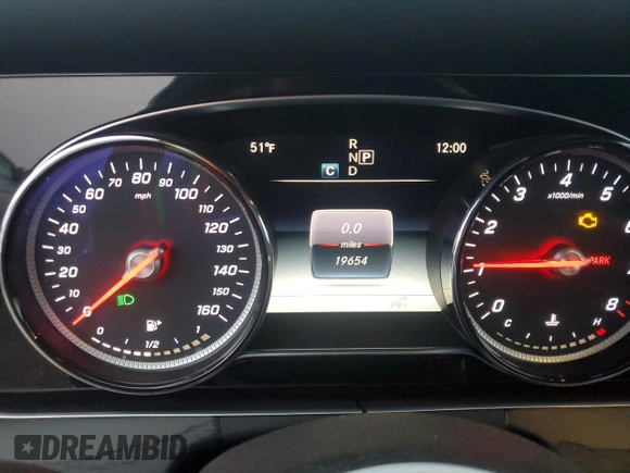 2018 Mercedes-Benz E-Class E 400 with VIN WDD1K6FB3JF041124, listed as a Copart auction lot 43188985 with 19,654 mi miles and Salvage Title. Bid and sale history available at carsss.com. Image 9.