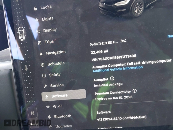 2023 Tesla Model X with VIN 7SAXCAE59PF377408, listed as a IAAI auction lot 41176738 with 32,496 mi miles and . Bid and sale history available at DreamBid. Image 15.