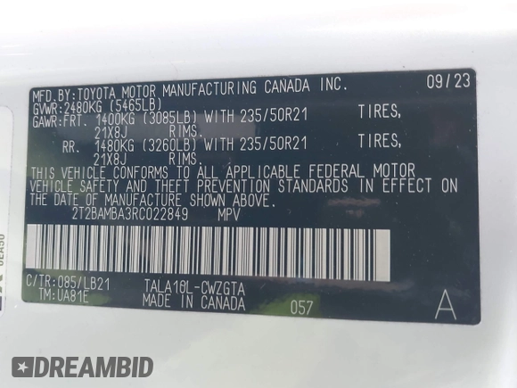 2024 Lexus RX with VIN 2T2BAMBA3RC022849, listed as a IAAI auction lot 41819024 with 8,936 mi miles. Bid and sale history available at carsss.com. Image 9.