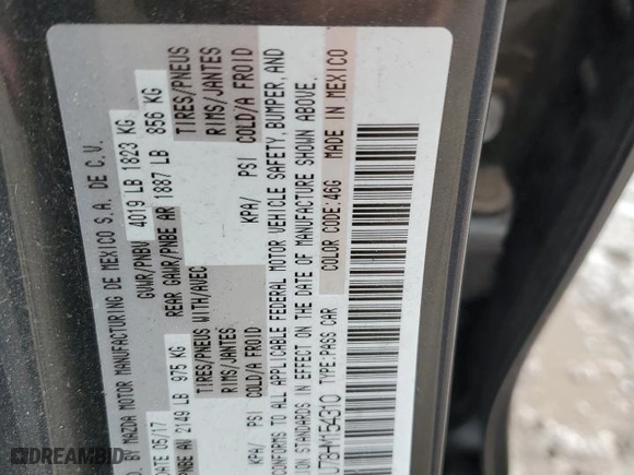 2017 Mazda Mazda3 4-Door Sport with VIN 3MZBN1U78HM154310, listed as a Copart auction lot 46696655 with 127,536 mi miles and Salvage Title. Bid and sale history available at carsss.com. Image 12.