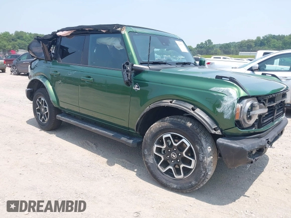 2024 Ford Bronco Outer Banks z VIN 1FMEE8BPXRLA06492, wystawiony jako IAAI lot #42365356 z przebiegiem 17 565 mil mil oraz . Historia ofert i sprzedaży dostępna na DreamBid. Obrazek 1.