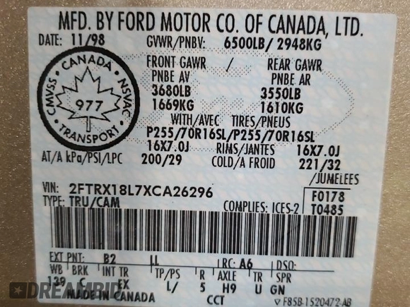 1999 Ford F-150 XL with VIN 2FTRX18L7XCA26296, listed as a Copart auction lot 86344174 with 0 mi miles and Salvage Title. Bid and sale history available at carsss.com. Image 13.