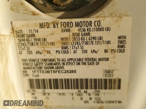 2015 Ford F-350 z VIN 1FT7X3BT5FEC25285, wystawiony jako Copart lot #73368374 z przebiegiem 250 411 mil mil oraz Czysty tytuł • Clean title. Historia ofert i sprzedaży dostępna na DreamBid. Obrazek 12.