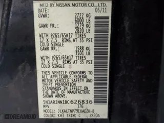2011 Nissan Pathfinder SV with VIN 5N1AR1NN1BC626836, listed as a Copart auction lot 51151095 with 204,537 mi miles and Salvage Title. Bid and sale history available at carsss.com. Image 14.