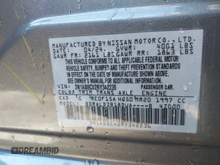 2024 Nissan Sentra SV with VIN 3N1AB8CV2RY342236, listed as a IAAI auction lot 41878186 with 12,269 mi miles. Bid and sale history available at carsss.com. Image 9.