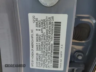 2021 Honda Accord Touring with VIN 1HGCV3F97MA005560, listed as a Copart auction lot 55271745 with 63,443 mi miles and Salvage title. Bid and sale history available at DreamBid. Image 13.