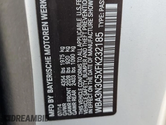 2015 BMW 4 Series 428i z VIN WBA3N3C5XFK232185, wystawiony jako Copart lot #59883035 z przebiegiem 119 548 mil mil oraz Szkoda całkowita • Salvage title. Historia ofert i sprzedaży dostępna na DreamBid. Obrazek 13.
