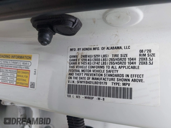 2020 Honda Passport Elite с VIN 5FNYF8H01LB019179, выставлен на аукционе IAAI как лот 42252581 с пробегом 73 307 миль миль и . История ставок и продаж доступна на DreamBid. Изображение 9.