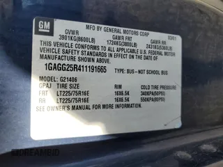 2001 Chevrolet Express with VIN 1GAGG25R411191665, listed as a Copart auction lot 49011535 with Not Provided miles and Salvage Title. Bid and sale history available at carsss.com. Image 15.