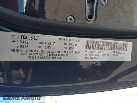 2015 Dodge Dart SXT with VIN 1C3CDFBB6FD266972, listed as a IAAI auction lot 42262972 with 130,470 mi miles and . Bid and sale history available at DreamBid. Image 9.
