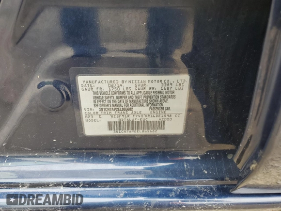 2014 Nissan Versa SV with VIN 3N1CN7AP2EL865682, listed as a Copart auction lot 55087765 with 208,703 mi miles and Salvage Title. Bid and sale history available at DreamBid. Image 12.