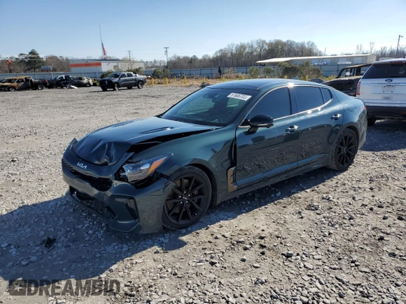 2023 Kia Stinger GT2 with VIN KNAE55LC0P6136420, listed as a Copart auction lot 87606705 with 72,990 mi miles and Salvage Title. Bid and sale history available at carsss.com. Image 1.