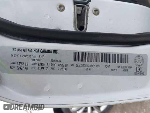 2016 Chrysler 300 Anniversary Edition with VIN 2C3CCARG1GH270827, listed as a IAAI auction lot 41765997 with 122,288 mi miles and . Bid and sale history available at DreamBid. Image 9.