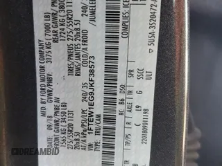 2018 Ford F-150 XL with VIN 1FTEW1EG9JKF38573, listed as a Copart auction lot 43364865 with 82,392 mi miles and Salvage Title. Bid and sale history available at DreamBid. Image 12.