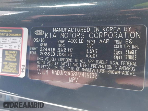 2017 Kia Soul + with VIN KNDJP3A58H7419132, listed as a IAAI auction lot 41985233 with 145,381 mi miles. Bid and sale history available at carsss.com. Image 9.