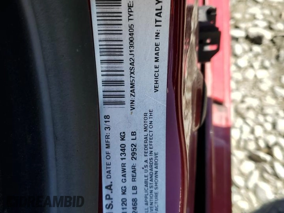 2018 Maserati Ghibli с VIN ZAM57XSA2J1300405, выставлен на аукционе Copart как лот 47807815 с пробегом Не указан миль и Списание • Salvage title. История ставок и продаж доступна на DreamBid. Изображение 12.