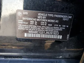 2018 BMW 3 Series 320i with VIN WBA8E1G51JNU91823, listed as a Copart auction lot 46273865 with 100,465 mi miles and Salvage Title. Bid and sale history available at carsss.com. Image 12.
