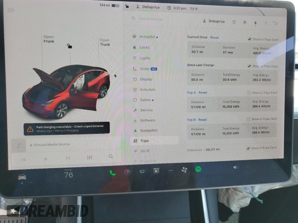 2020 Tesla Model Y Long Range with VIN 5YJYGDEF9LF023060, listed as a Copart auction lot 55462395 with 58,211 mi miles and Salvage Title. Bid and sale history available at DreamBid. Image 9.